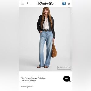 Madewell The Perfect Vintage Wide-Leg Jean in Airy Denim